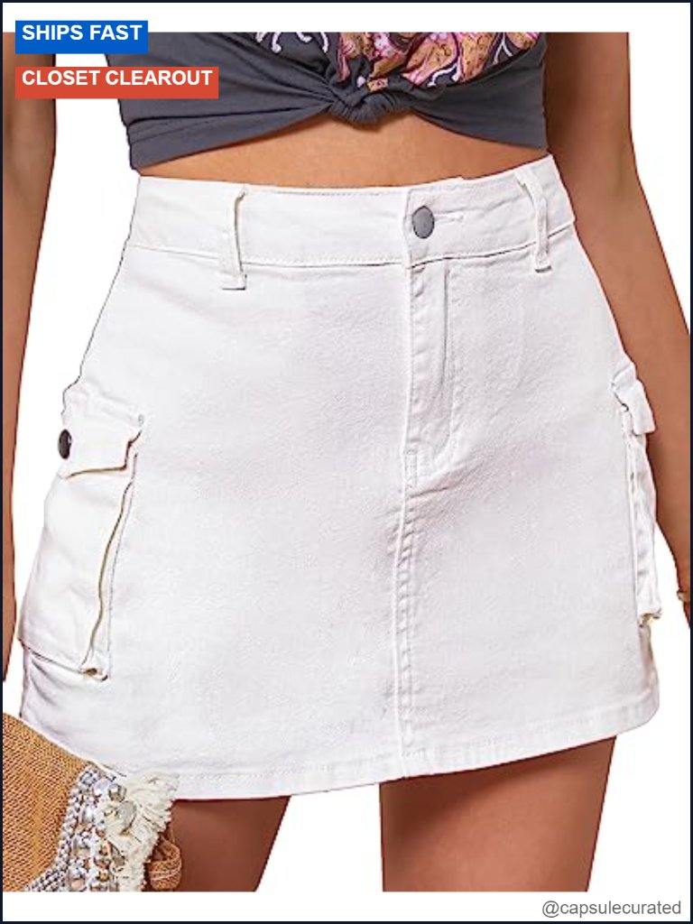 Cargo Skort With Shorts Underneath High Waisted Stretchy Y2k Side Pockets